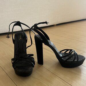 strappy black heels